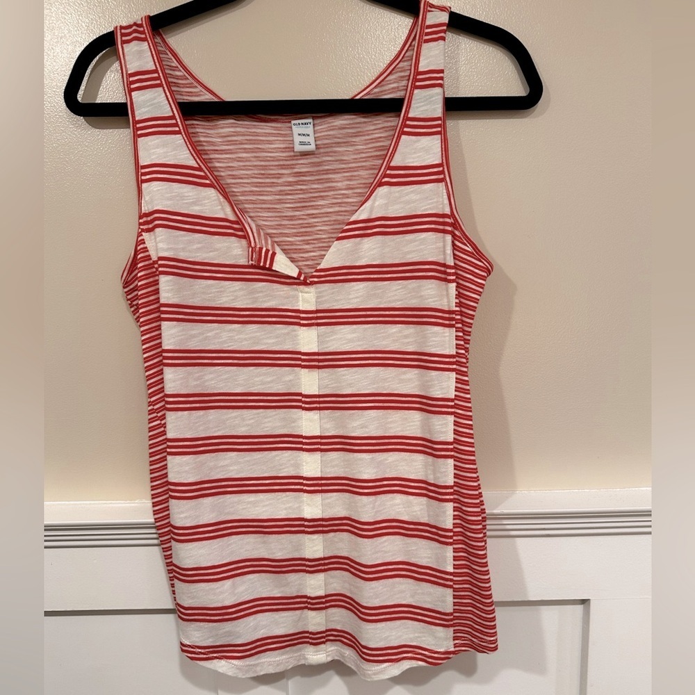 Red and White Striped Women's Tank Top
